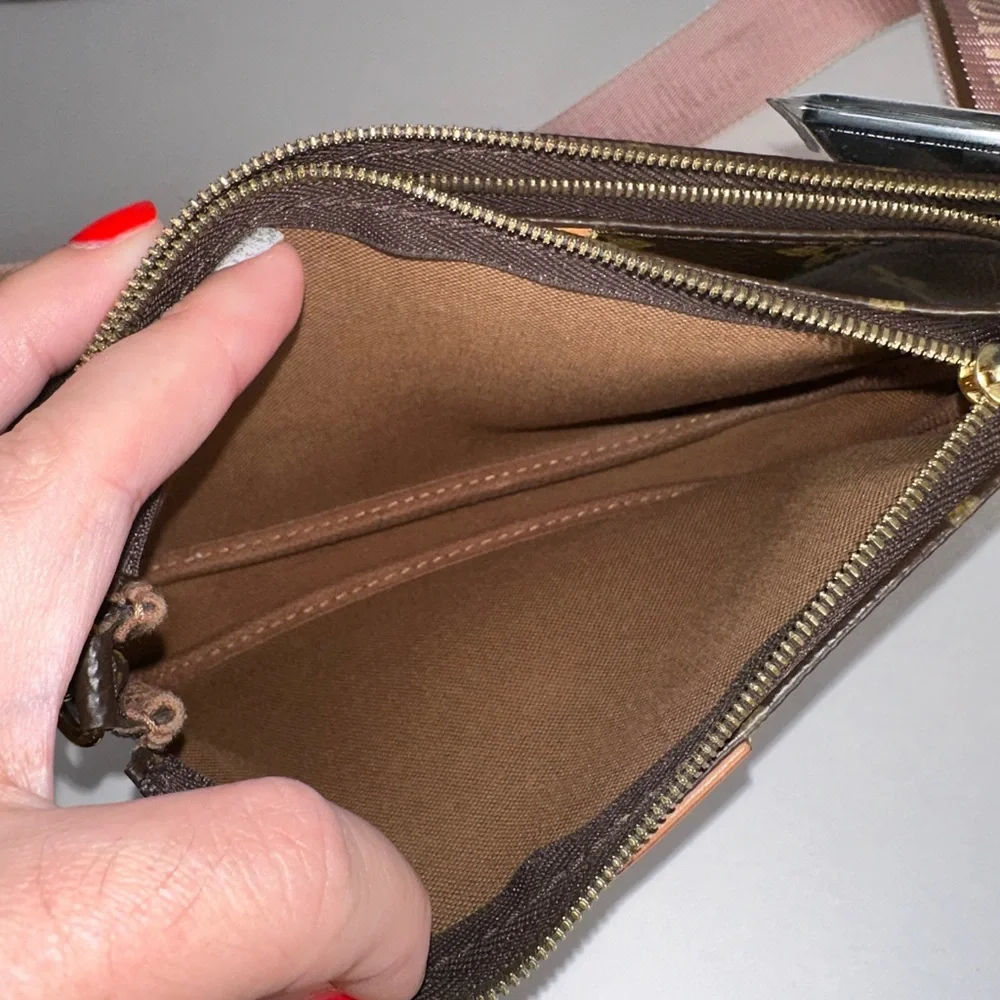 Authentic Louis Vuitton Multi-Pochette Accessoires Crossbody with Pink Strap
